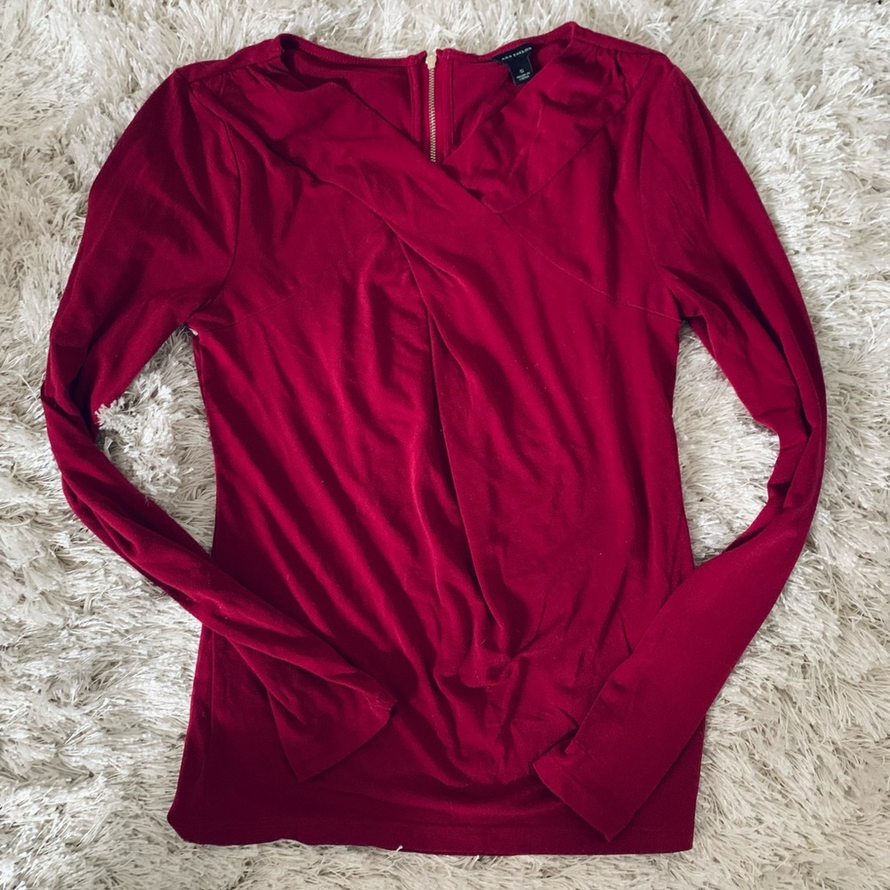 Red Long Sleeve Ann Taylor Blouse - Size Small